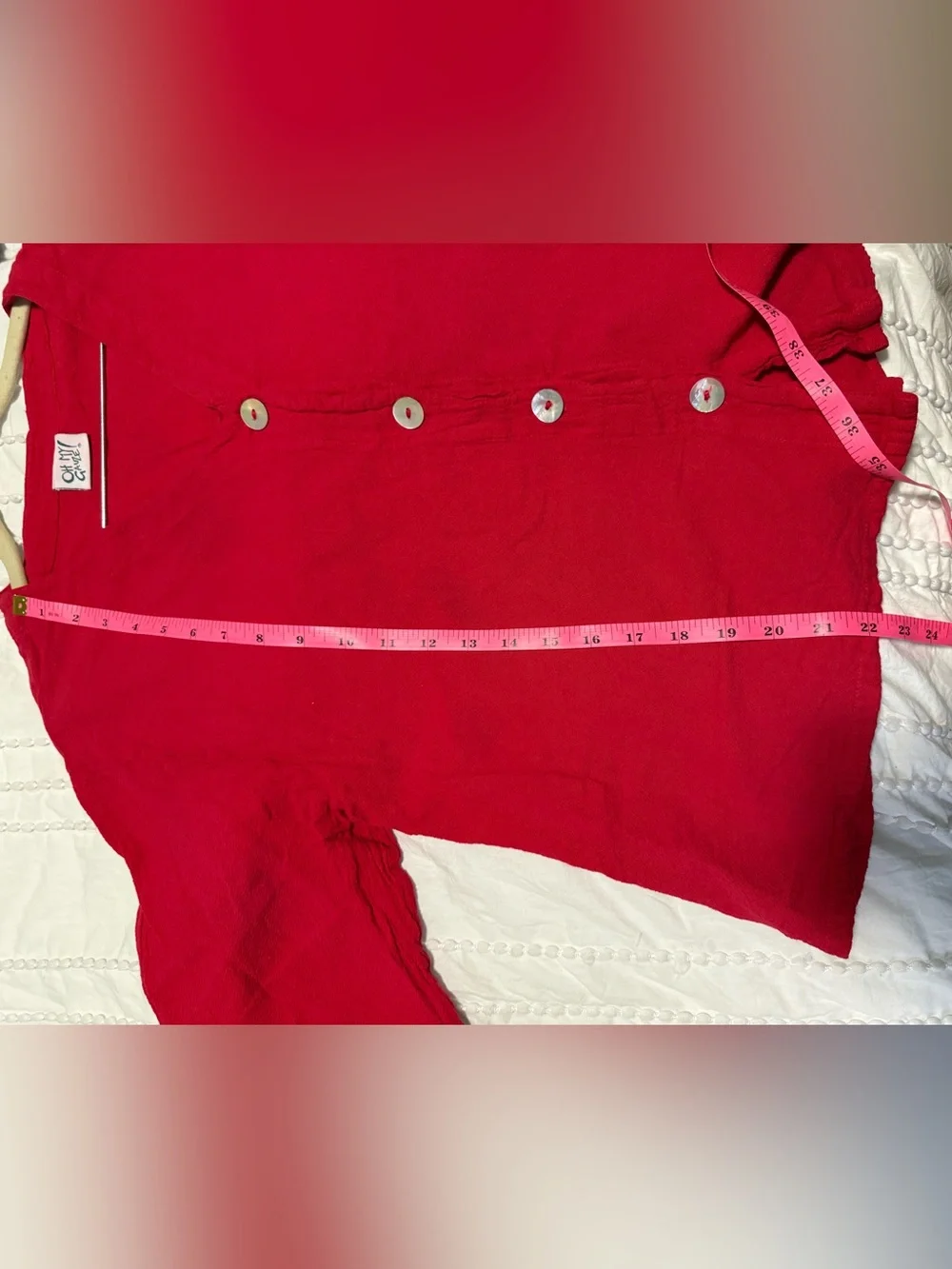 Oh My Gauze Red Cotton Button Front Crinkle Top Size 2 Made in Mexico